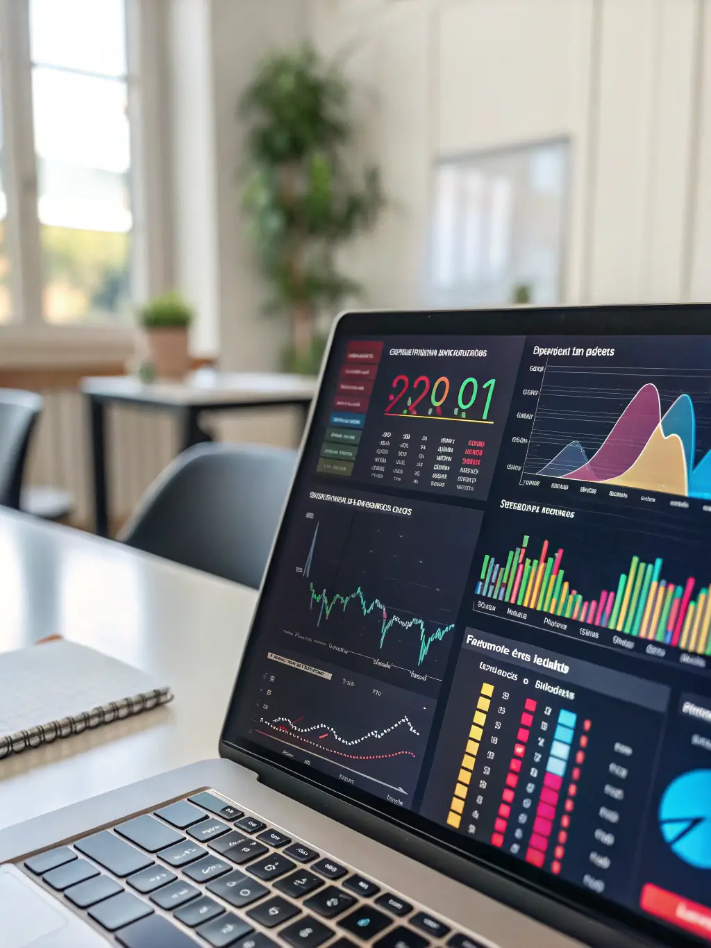 An image depicting a data analytics dashboard with charts and graphs, illustrating the process of analyzing marketing data to create effective digital marketing strategies.