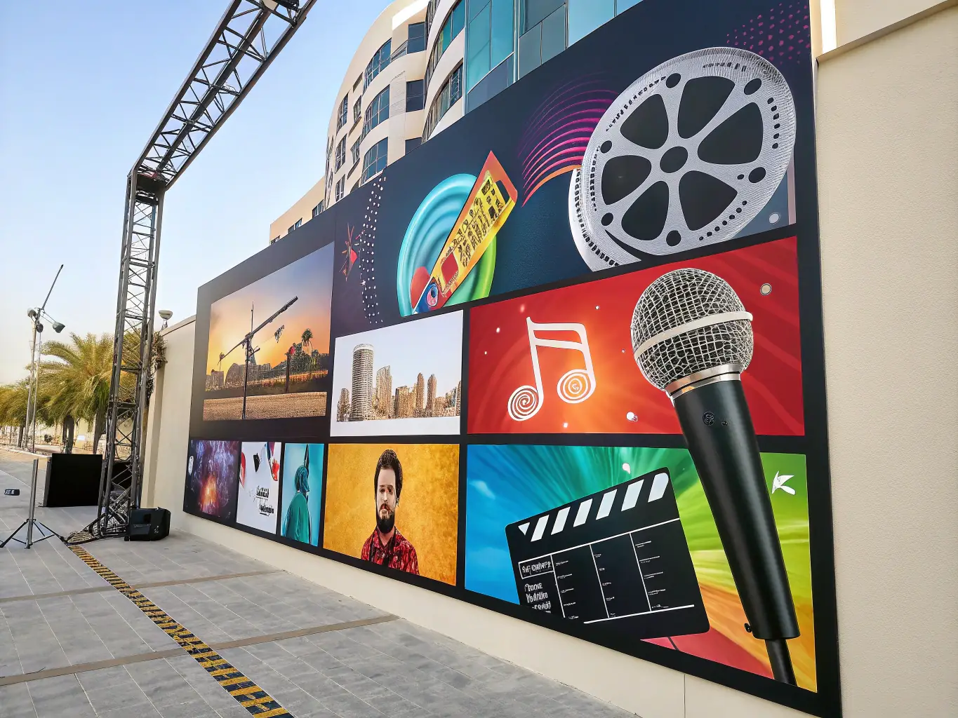 A creative image showcasing various forms of AI-generated content, such as images, videos, audio waves, and text snippets, demonstrating the versatility and efficiency of AI in content creation.