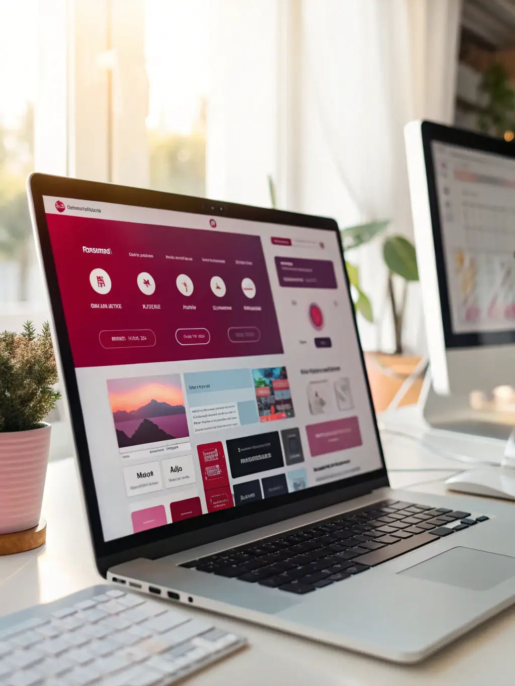 A vibrant image showcasing a modern website design interface with drag-and-drop components, emphasizing the ease of use and rapid development capabilities of low-code platforms for website creation.